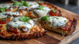 Keto pica sa sirom, pečurkama i paradajz sosom